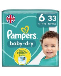 Pampers Size 6 (X Large) Baby Dry Handy Pack - Clearance.  ( 33 Nappies )