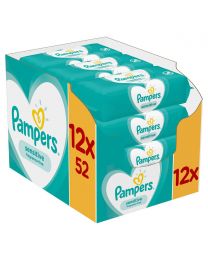 Pampers Baby Sensitive Wipes 12 x 52 Packs (624 Wipes)